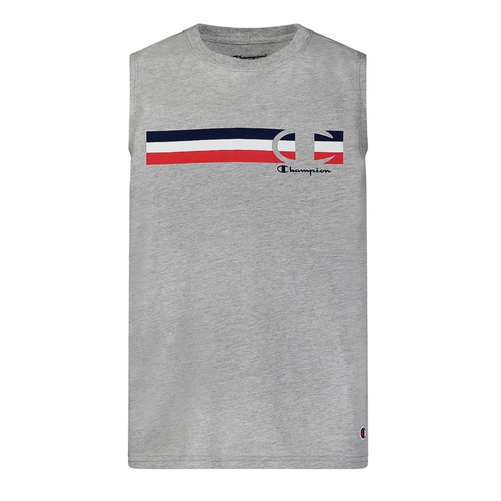 NWT-Boys Champion® Striped C Muscle Tee-Color Oxford Heather.